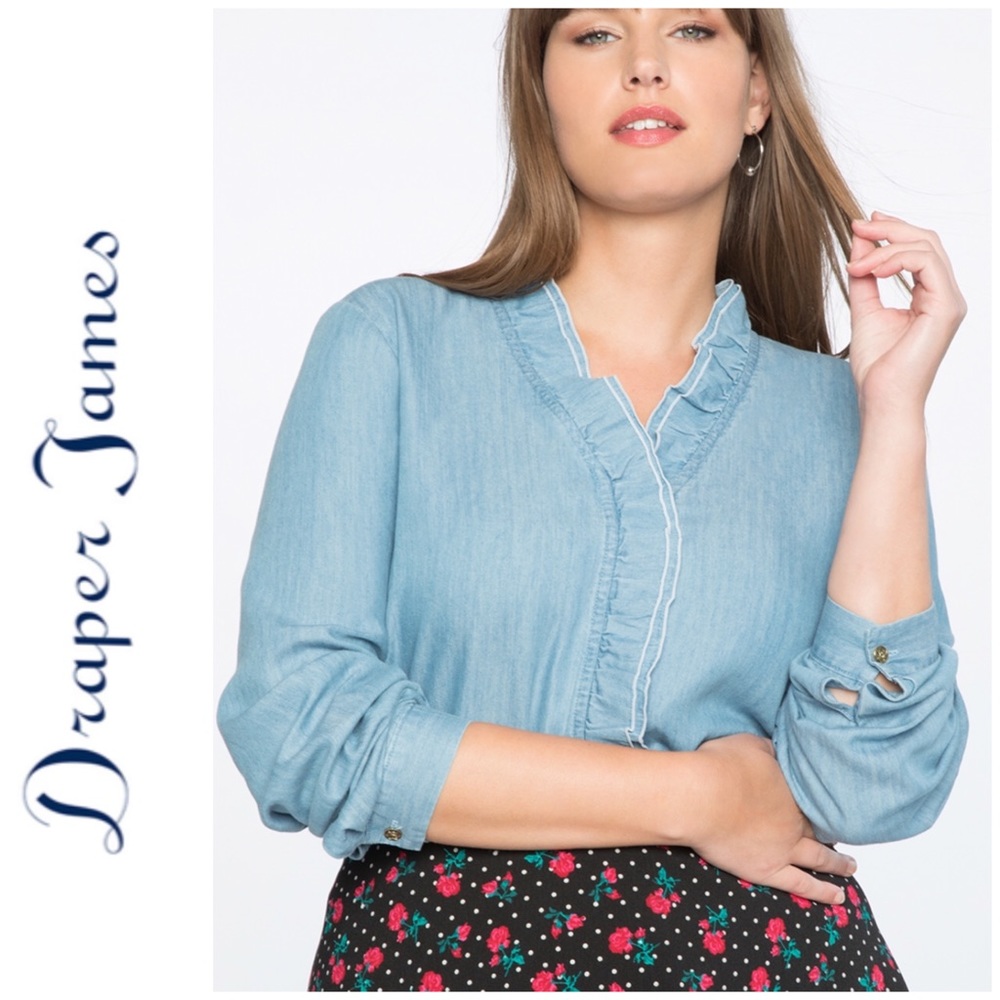 🍂1 Left! Draper James Eloquii Ruffle Chambray